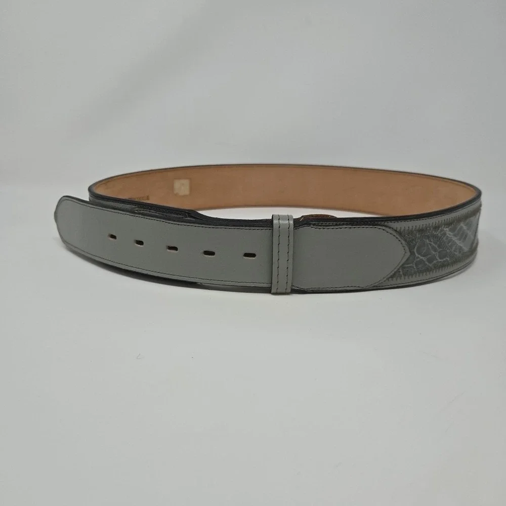 Vintage Nolona‎ Belt Gray Genuine Crocodile Skin 38